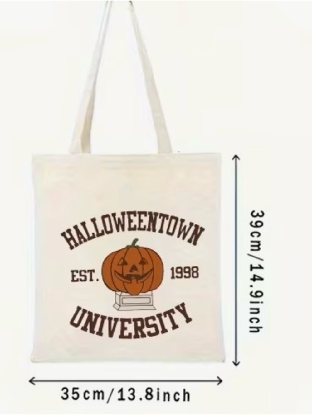 HalloweenTown University Pumpkin Canvas Tote Bag - Cream